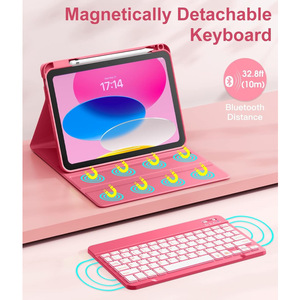 เคสป้องกันคีย์บอร์ดสำหรับ <span class=keywords><strong>iPad</strong></span> รุ่นที่ 11 พร้อมช่องใส่ปากกาแบบแม่เหล็ก ขนาด 10.9 นิ้ว พร้อมไฟแบ็คไลท์ 7 สี สำหรับ <span class=keywords><strong>iPad</strong></span> - Product Image 2