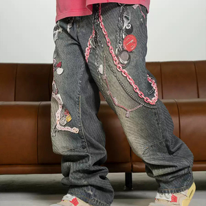 Su misura Trompe L'oeil cintura con stampa toppe Vintage in Denim in Denim Shorts per <span class=keywords><strong>uomo</strong></span>-per l'estate - Product Image 5