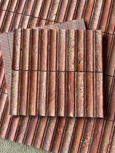 Piastrelle a Mosaico in <span class=keywords><strong>Travertino</strong></span> Rosso Naturale 3D Scanalate e Curvate per Rivestimento Pareti, Bagno, Doccia e Pavimento - Product Image 1