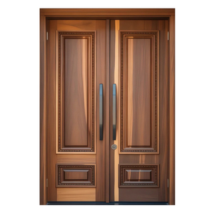 Puerta de Entrada Doble de Madera Maciza Personalizada con Acabado de Superficie, Apertura Manual, Diseño Escandinavo para Casas de Lujo - Product Image 2
