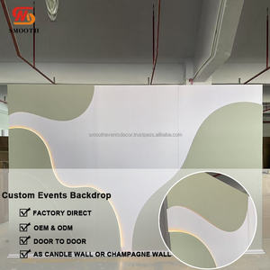Suave recién llegado personalizado boda escenario telón de fondo pared Color verde múltiples capas Pvc telón de fondo pared con luz Led - Product Image 2