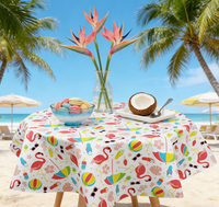 Nappe Moderne Imprimée Flamants Roses Tropicaux en PEVA Écologique et Imperméable - Résistante à l'Huile et aux Taches, Taille/Couleur/Design Personnalisables