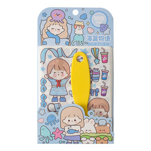 16 Sheets Washi Paper Stickers with <strong>Tools</strong> Cute Cartoon DIY Decorative Stickers <strong>Journals</strong> Scrapbook Sticker Stationery - Product Image 2
