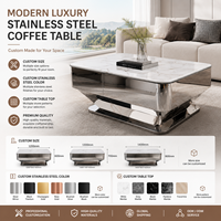 Table basse KTV minimaliste haut de gamme en acier inoxydable finition miroir pour mobilier de divertissement commercial