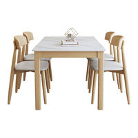 Ensemble de table à manger carrée en bois massif de style nordique moderne pour 6 personnes, table et chaises en chêne pour appartement