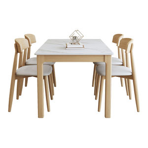 Set Tavolo da Pranzo Quadrato <span class=keywords><strong>in</strong></span> Legno Massello Stile Nordico Moderno con Sedie per 6 Persone, Tavolo e Sedie <span class=keywords><strong>in</strong></span> Quercia per Appartamento - Product Image 6
