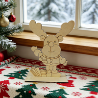 Décoration de table écologique en bois naturel lavable en forme de renne avec technique de découpe pour l'accentuation décorative de Noël à la maison