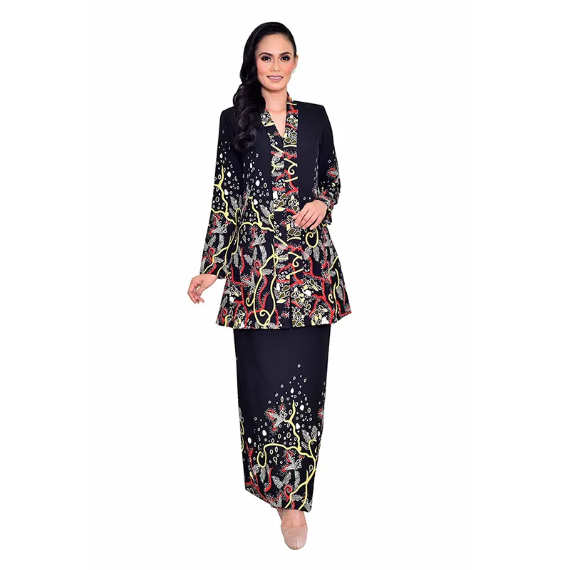 2020 High Quality Baju Melayu Fashion Print Floral Baju Kurung Muslim Dress Malaysia Kebaya