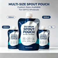 Pochette souple refermable sur mesure avec bec verseur, résistante à l'humidité et anti-fuite, pour emballage de liquides, boissons, condiments et aliments pour bébés