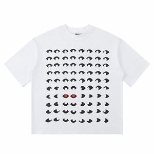 Nueva marca de alta calidad 100% algodón ropa de hombre casa de errores patrón de ojos manga corta High Street Dropped Shoulder camisetas - Product Image 3
