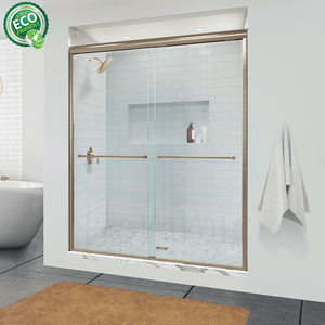 Cabina de Ducha Esquinera con Certificación SGCC, Vidrio, Acabado Dorado Cepillado, Instalación Reversible, Tamaño Personalizado - Product Image 1