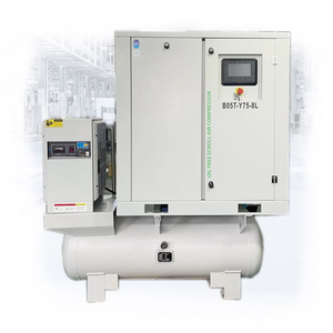 Compresseur d'air à spirale sans huile YiBang 3.7KW 8 bars 380L/min 5hp AC 380V 50Hz quatre-en-un avec réservoir de 200L et entraînement par courroie - Product Image 1