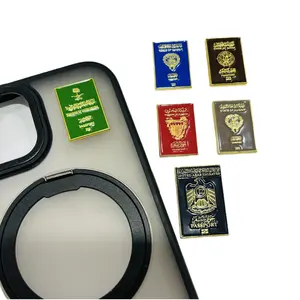Broche personnalisée Broche Koweït Qatar Ksa Uae Passeport Aimant Broche Mobile Autocollant épingle badges