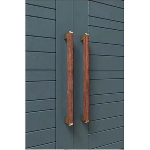 Poignée de porte carrée en laiton avec insert en bois de noyer naturel, poignée d'entrée robuste pour grandes portes d'entrée en bois - Product Image 6