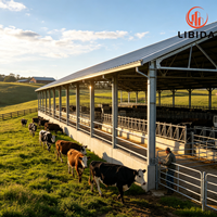 Establo para Vacas de Estructura de Acero Resistente, Casa Agrícola Prefabricada de Metal con Aislamiento Térmico de Lana de Roca, Construcción Agrícola Personalizada