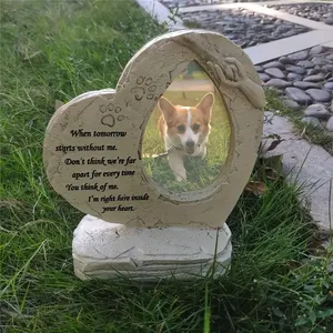 Vendita calda con cornice per foto con cuore commemorativa placca in resina con poesia incisa e stampa zampa, regalo ricordo di perdita di animali domestici in stile Vintage - Product Image 2