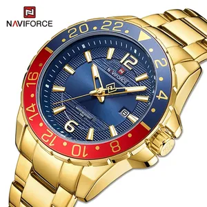 NAVIFORCE Watch Top reloj Man Quartz Wristwatch Luxury Gold Watch Business Classic Stainless Steel Calendar Clock Waterproof 919