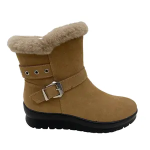 Venta al por mayor PU suela más cálida pie al aire libre nieve botas de nieve zapatos más cálidos fondo grueso redondo invierno botas de nieve para las mujeres