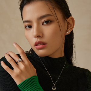 سلسلة اللغة ترغب نجمة مخصصة 18 قيراط الذهب الماس الأقراط - Product Image 4