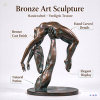 Sculpture abstraite contemporaine en laiton, statue d'art en métal moulé à la main, collection d'art, décoration de bureau à domicile, figurine