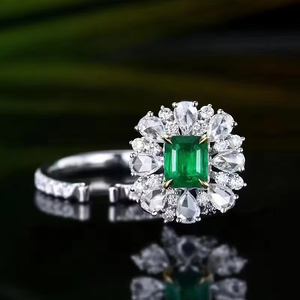 Joyería SGARIT, diamante real de 0.81ct, esmeralda verde natural afgana, anillo de oro blanco de 18k con esmeralda verde intenso, joyería para mujer. - Product Image 2