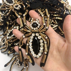 Squisito ricamo perline strass Spider patch accessori indumento LT9318 - Product Image 2