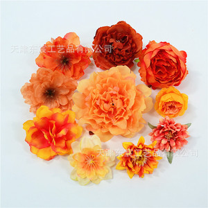 Fleurs artificielles en soie Dongchen Arts Crafts, pivoine orange, fleur de base de 10 cm, accessoires de décoration pour mariage et maison - Product Image 2