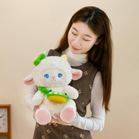 Peluche Mouton Adorable en Gros, Jouet en Peluche Super Doux en Coton PP, Poupée Animal en Peluche Agneau avec Sac à Dos Floral Amovible, Cadeau d'Anniversaire pour Enfants