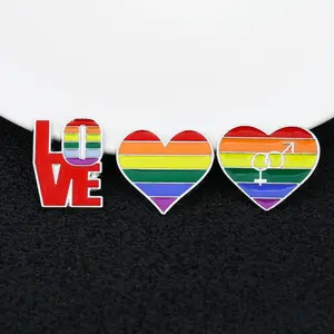 Distintivo personalizzato in lega di zinco in metallo con spilla arcobaleno gay pride LGBT badge