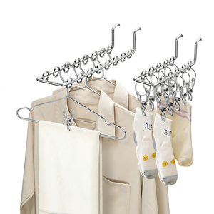 Séchoir à chaussettes en acier inoxydable, portable, suspendu avec pinces, sans installation, pour fenêtre, balcon, maison, cuisine - Product Image 2