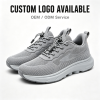 Chaussures de marche et de course pour hommes, grises, en tricot, légères, anti-douleur, antimicrobiennes, respirantes, avec logo personnalisé, directement de l'usine, avec système Bungee