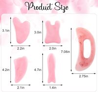 Ensemble de 5 outils de massage facial Gua Sha personnalisés OEM, en résine de jade rose, avec support de massage facial, fabriqué au Guangdong, support technique en ligne