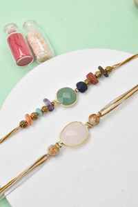 Gemstone rakhi Handmade <b>Healing</b> Crystal Seven chakra sprituall <b>Healing</b> <b>Bracelet</b> Rakhi for Brother Raksha Bandhan - Product Image 6