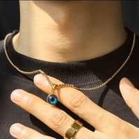 Collier en acier titane avec pendentif rond œil de démon rétro à la mode française INS, chaîne torsadée tendance
