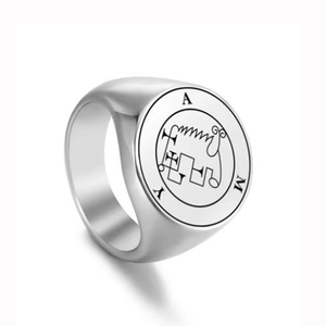 Sigilli dei 72 Spiriti, la Chiave Minore di <span class=keywords><strong>Salomone</strong></span>, Asmoday, Origini Demoniache, Goetia 37-72, Anelli Amuleto in Acciaio Inossidabile - Product Image 3