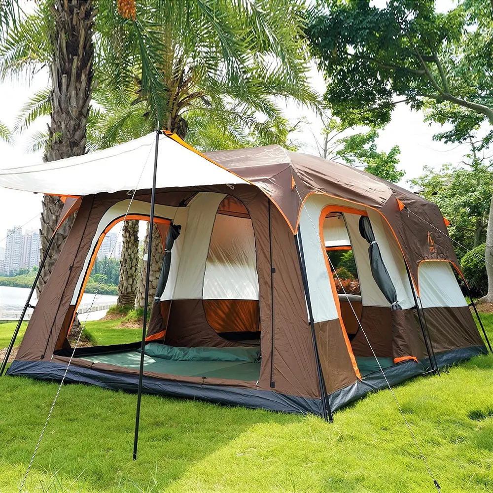 Heavy Duty Outdoor luxury Family Travel Waterproof 4 room 12 Persons Mountain Camping Tent