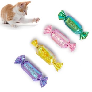 Jouet interactif pour chat avec herbe à chat, jouet à mâcher pour chats, jouet sonore crépitant en forme de bonbon pour chatons, fournitures pour animaux de compagnie - Product Image 1