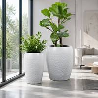 Ensemble de pots de fleurs en céramique texturée blanche, modernes, sur pied, pour commande en gros, décoration de jardin, directement de l'usine