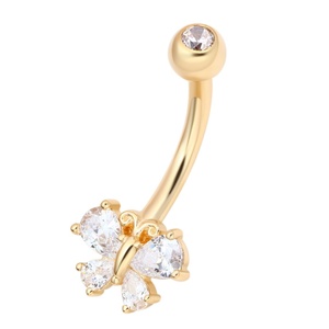 เครื่องประดับเจาะสะดือแบบเกลียวภายใน14K แข็งติดสะดือปลายผีเสื้อ - Product Image 3