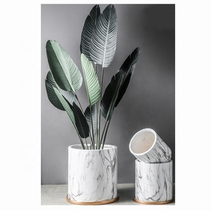 16" Chinese Garden <strong>Large</strong> White or Black <strong>Marble</strong> Pattern Flower Pots <strong>Planters</strong> Without Saucer - Product Image 2