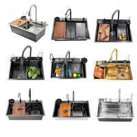 Évier de cuisine multifonctionnel en acier inoxydable avec planche à découper et accessoires passoire