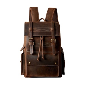 RTS Bulk Mixed Order Vintage Style Crazy Horse Genuine <b>Leather</b> <b>Backpack</b> Zipper Waterproof Travel <b>Laptop</b> Cotton Polyester - Product Image 1