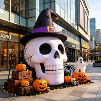 Chapeau de sorcière géant gonflable en forme de crâne, décoration d'Halloween en tissu Oxford, résistant au soleil et imperméable pour événements extérieurs, fêtes de jardin et jardins