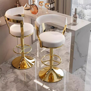 Tabourets de bar pivotants modernes de luxe en velours <span class=keywords><strong>blanc</strong></span>, réglables, avec base dorée en acier inoxydable, pour comptoir et îlot de cuisine, vente en gros - Product Image 1