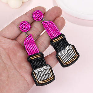 2025 nouveau bohème créatif rouge à lèvres riz perle boucles d'oreilles tissé à la main bijoux boucles d'oreilles saint valentin cadeau prêt à expédier - Product Image 3