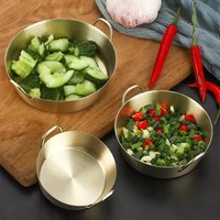 304 acier inoxydable cuisine coréenne bol Double oreille collations riz vin bols avec poignée sauce assaisonnement plat assiette alimentaire conteneur