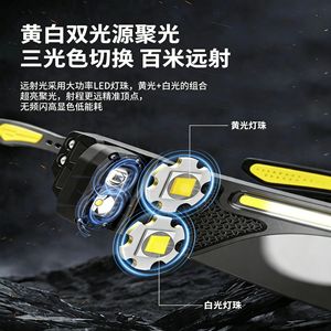 ไฟฉายคาดศีรษะแบบ LED สำหรับทำงาน ใช้แบตเตอรี่แบบชาร์จได้ สีดำ พกพาสะดวก ใช้สำหรับกิจกรรมกลางแจ้ง ปั่นจักรยาน ตกปลา ใช้ในเวลากลางคืน - Product Image 3