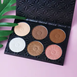 Palette de contour surligneur 6 couleurs, poudre pressée sans logo cosmétique