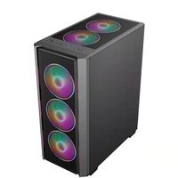 ATX Gaming Mesh Panel PC Case Full Tower Tempered Glass Side Gaming Computer Case Desktop PC Cabinet with RGB Fan