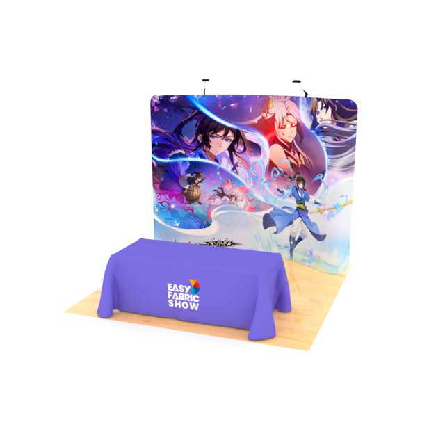 Custom Print Curved Tension Fabric Display Wrinkle-free Dye-sublimation Exhibition Backdrop for Trade Show Retail Pop-up Shop